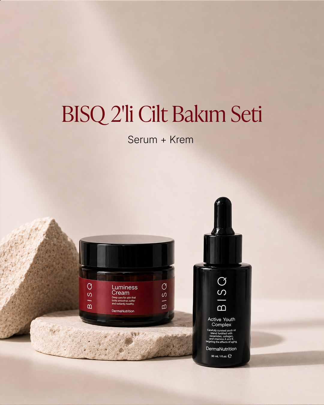 Active Youth Complex + Luminess Cream 2'li Set | Bariyer Güçlendirici | HA-4 Kompleks | Seramid | 40+